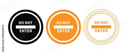 Do not enter sign set.Do not enter sign solid icon vector