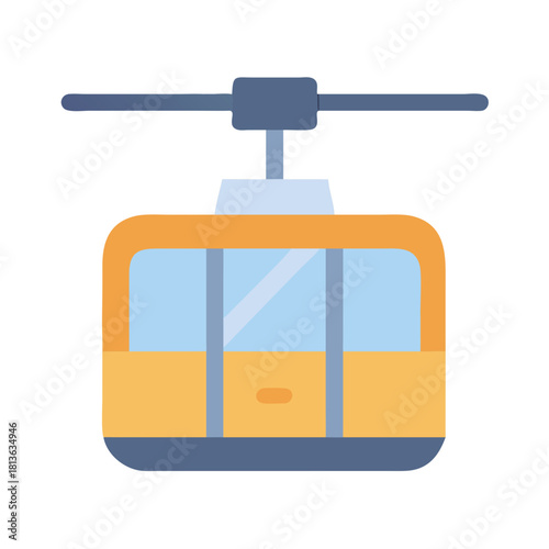 Isolated flat design illustration of an urban cable car