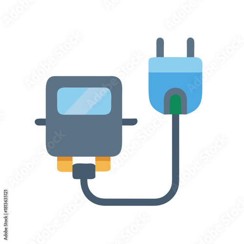 Illustration of an electrical plug and charging adapter