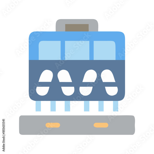 Minimalist blue and gray kitchen appliance icon on black