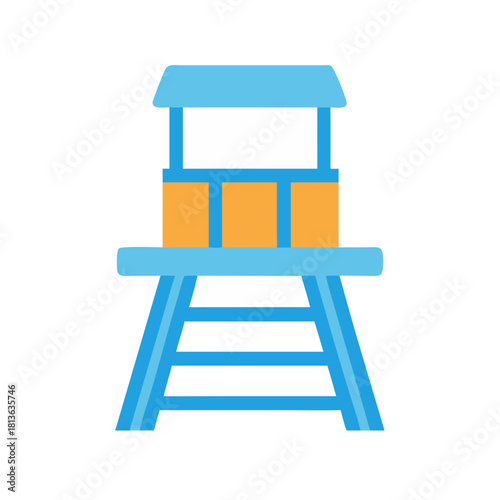Stylized lifeguard tower icon against a black background