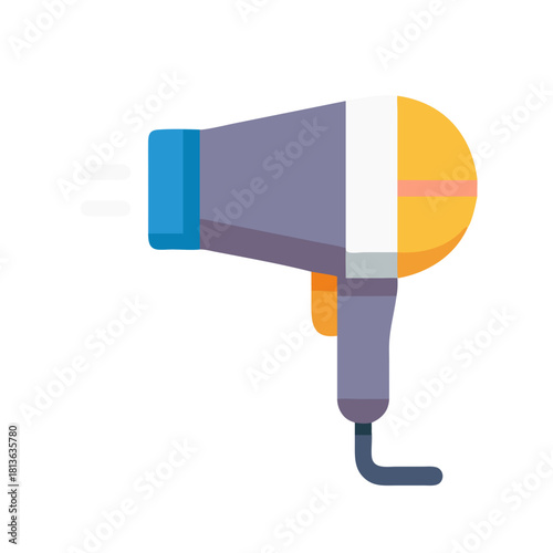 Stylized hair dryer icon on a black background