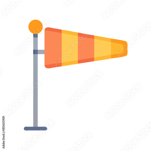 Windsock Illustration on Black Background Weather and Aviation Safety