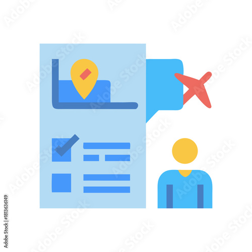 Digital travel planning with schedule cancellation and person icon