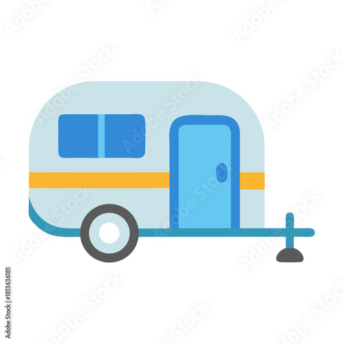 Cartoon RV Illustration on Black Background for Travel Themes