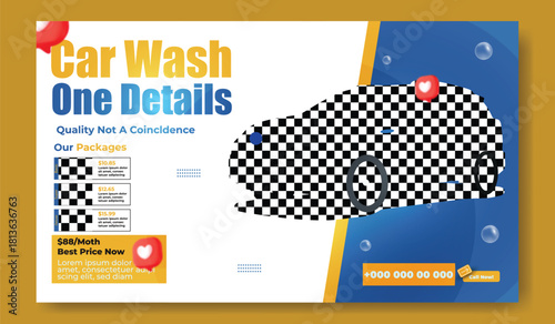 Car wash and detailing service facebook and instagram story post or banner template.
Car wash and detailing service social media banner or instagram post.