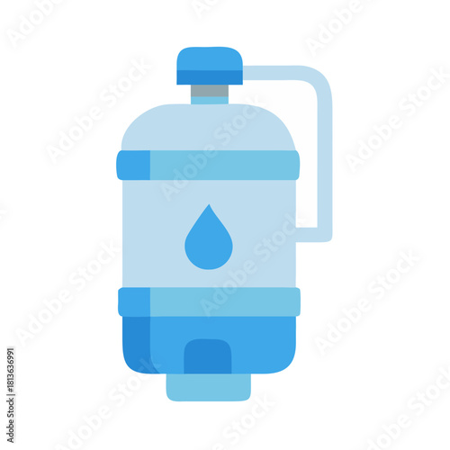 Minimalist Illustration of a Water Dispenser on Black Background