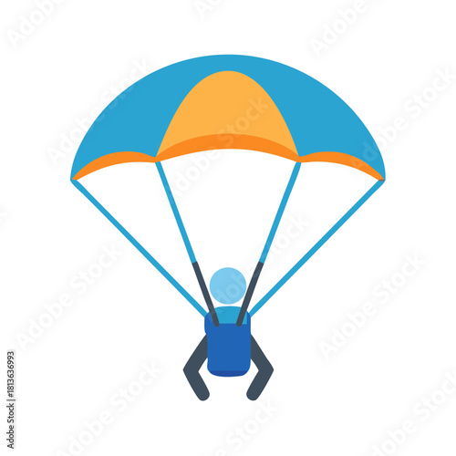 Flat design illustration of a skydiver with parachute