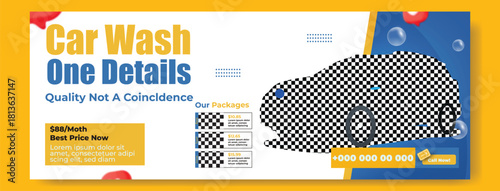 Car wash and detailing service facebook and instagram story post or banner template.
Car wash and detailing service social media banner or instagram post.