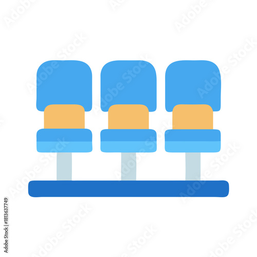 Minimalistic illustration of three seats in a row