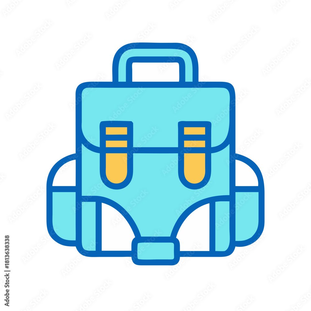 Obraz premium Blue vector satchel with handle on black background