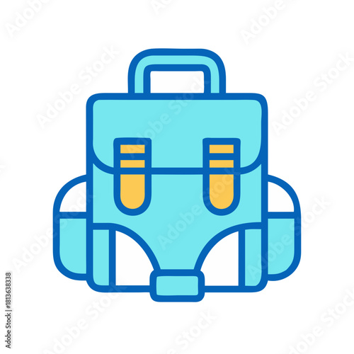 Blue vector satchel with handle on black background