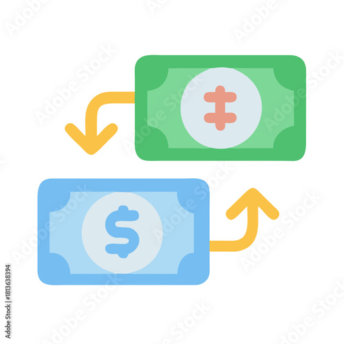 Currency Exchange Illustration Depicting Digital and Fiat Transformation Concept