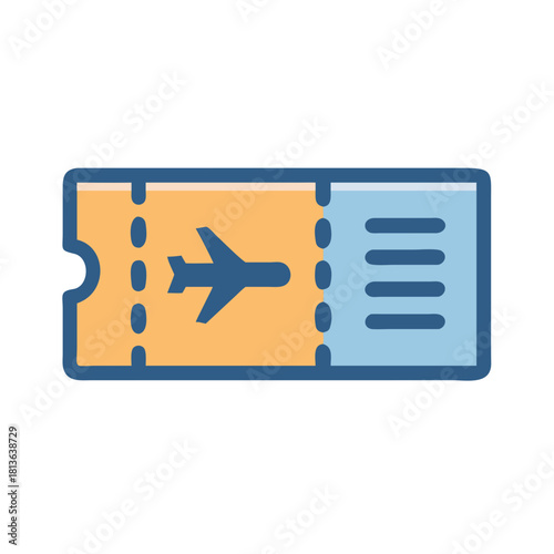 Modern flat airline ticket icon on black background