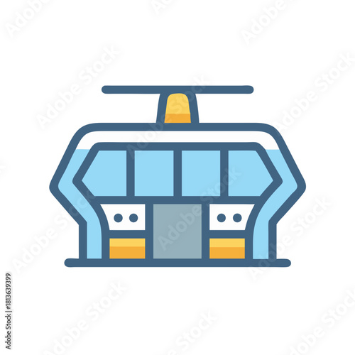 Isolated cartoon style gondola lift illustration on black background