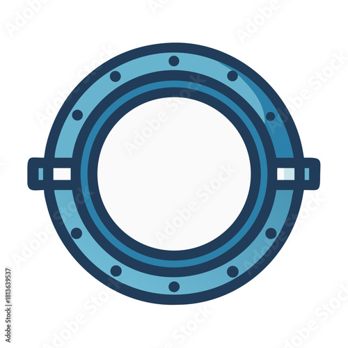 Simple flat porthole in shades of blue on black
