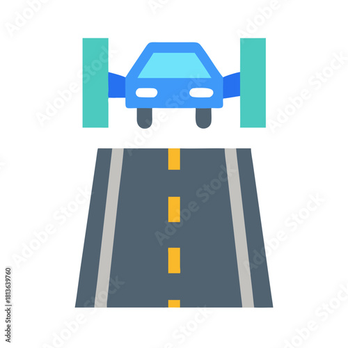 Flat illustration of self driving car on road concept