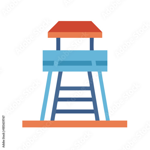 Flat vector illustration of a lifeguard tower on black