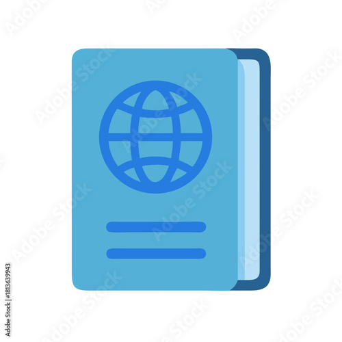 Flat design passport icon for travel and identification purposes