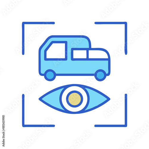 Autonomous vehicle monitoring system illustration icon on dark background