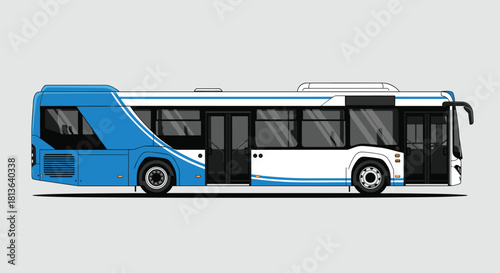 Modern public transport bus side view for eco-friendly urban transportation concepts, perfect for transportation and city planning projects
