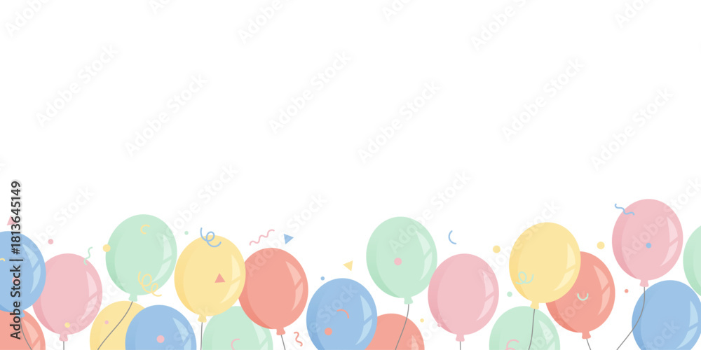 Naklejka premium Bordure de ballons pastel – Décor festif coloré et léger – Illustration pour invitations et événements