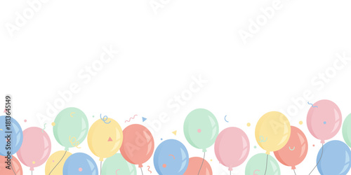 Bordure de ballons pastel – Décor festif coloré et léger – Illustration pour invitations et événements