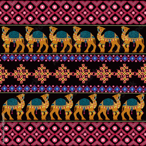 Seamless Kutch embroidery pattern, suitable for home decor and textile design pattern	