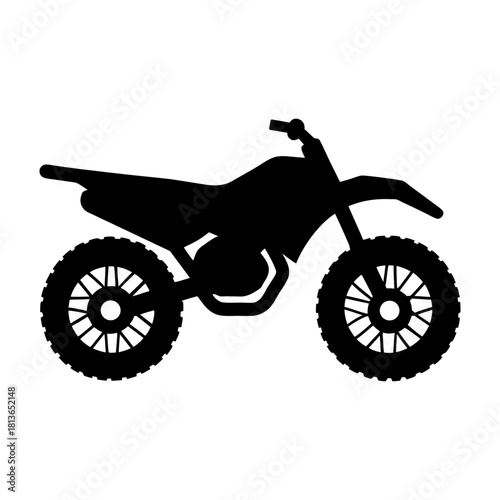 Off-Road Motorcycle Icon on White Background.
