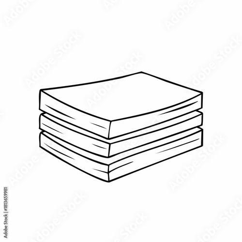 Stack of papers slightly offset on plain background in simple style