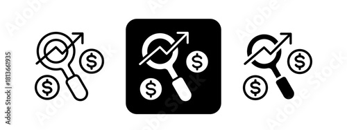 Analysis Solid color and black line drawing vector illustration set