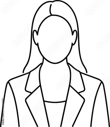 Minimalist Line Art Businesswoman Placeholder Avatar Icon Vector