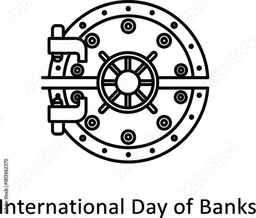 Vector art of an International Day of Banks vault door illustration