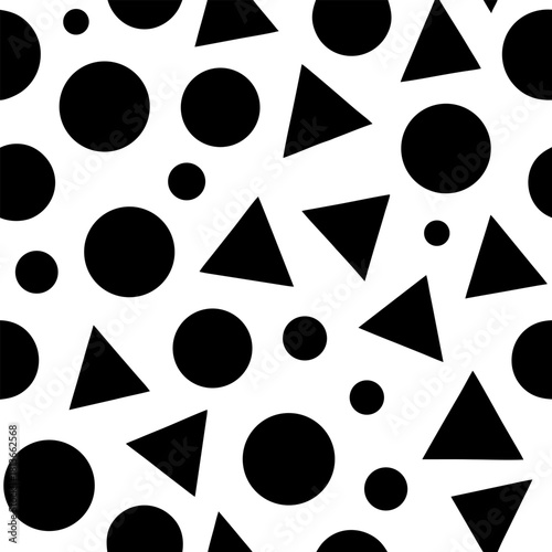repeating patterns using basic shapes (triangles, circles, squares) that can be used as backgrounds or textures. silhouette vector black , white background