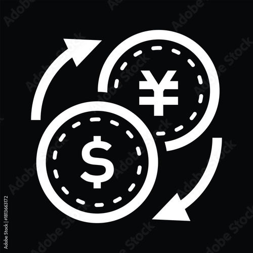 Currency exchange money conversion icon for business and finance