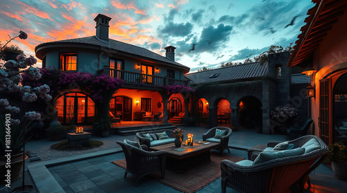 A cozy house with a place to relax, a cozy beautiful interior of a house with a garden