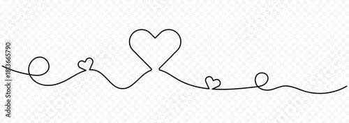 forever and always quote with two linked hearts continuous one line drawing vector design. Heart continuous one line drawing Symbol of love one black thin line Single doodle heart continuous wavy line