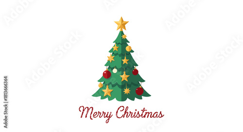 Merry Christmas Tree Illustration Festive Holiday Season Greeting for Cards and Designs