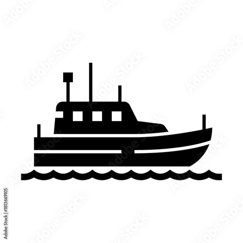 lifeboat glyph icon. lifeboat rescue illustration.