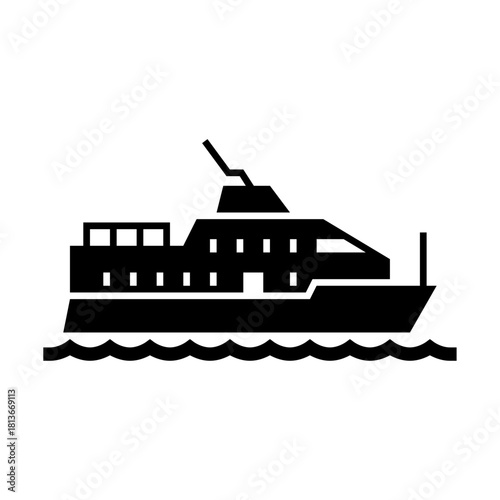 high speed craft glyph icon. High speed vessel illustration.