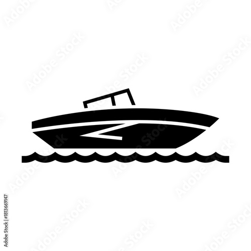 motorboat glyph icon. watercraft illustration.