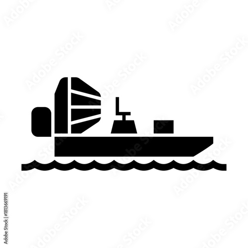 airboat glyph icon. fan boat illustration.