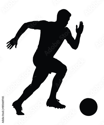 Dynamic silhouette of a male athlete in full stride running fast silhouette