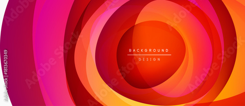 Abstract layers create vibrant circular design. Warm colors blend, forming dynamic visual effect. Modern background suitable for presentations.