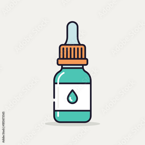 Colorful illustration of an eye dropper bottle with a drop symbol