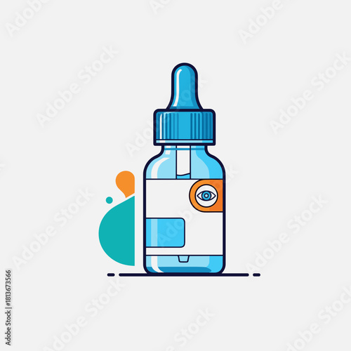 Eye drops bottle with dropper, ophthalmic solution concept, healthcare, copy space