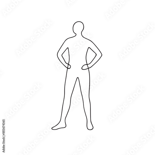 Human Silhouette Standing Person Outline Confident Pose Figure Vector
