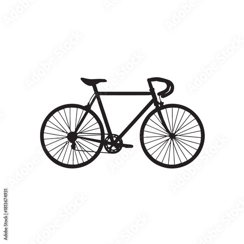 Minimalist Line Art Bicycle Icon with Wheels and Handlebar