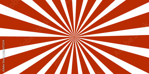 Retro grunge sunburst with red rays and swirl pattern vintage design illustration backdrop