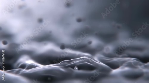 Abstract visualization of microscopic particles floating over a fluid surface.